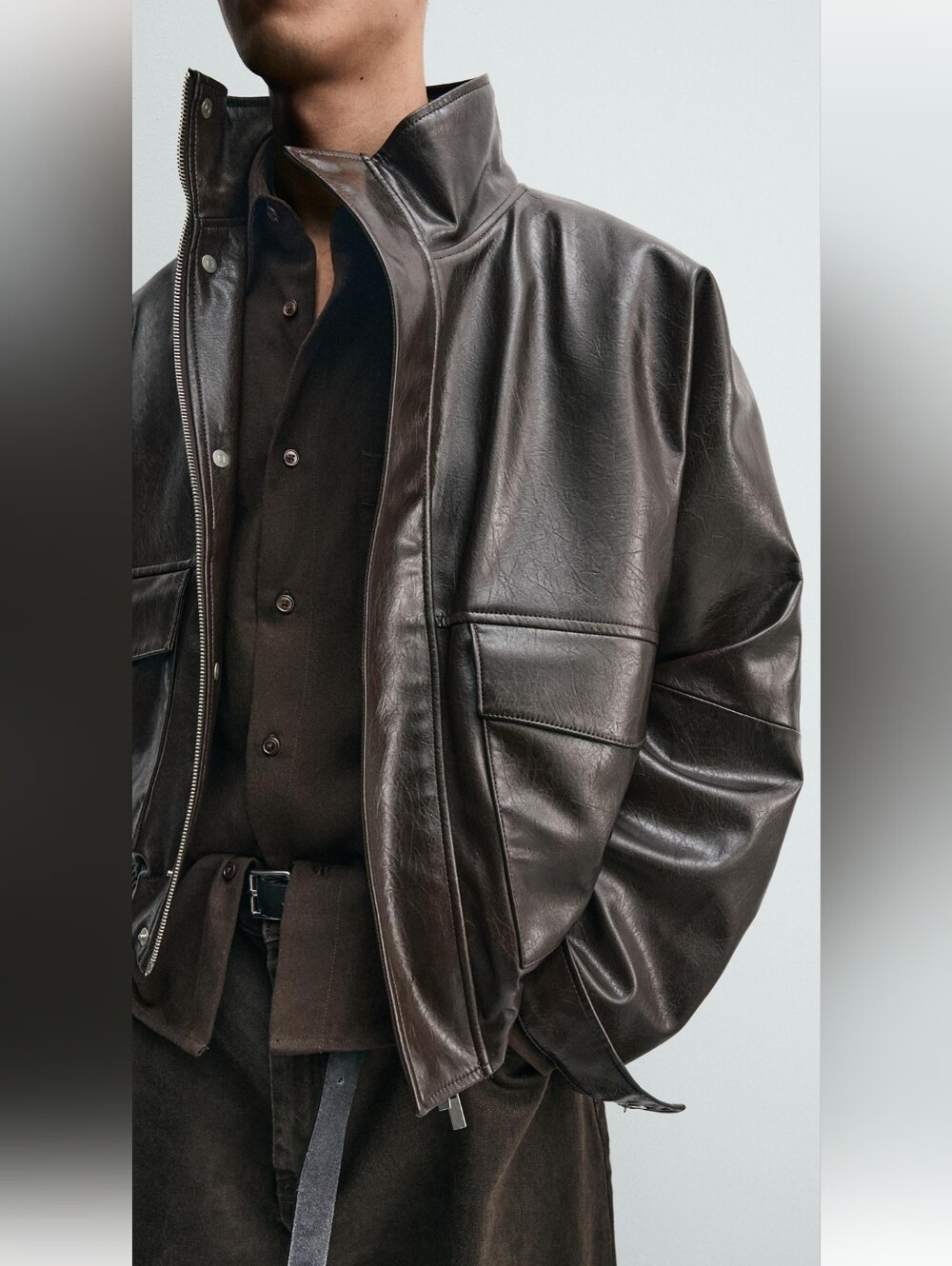 Zara Faux Leather Cropped Jacket - Picture 7 of 11